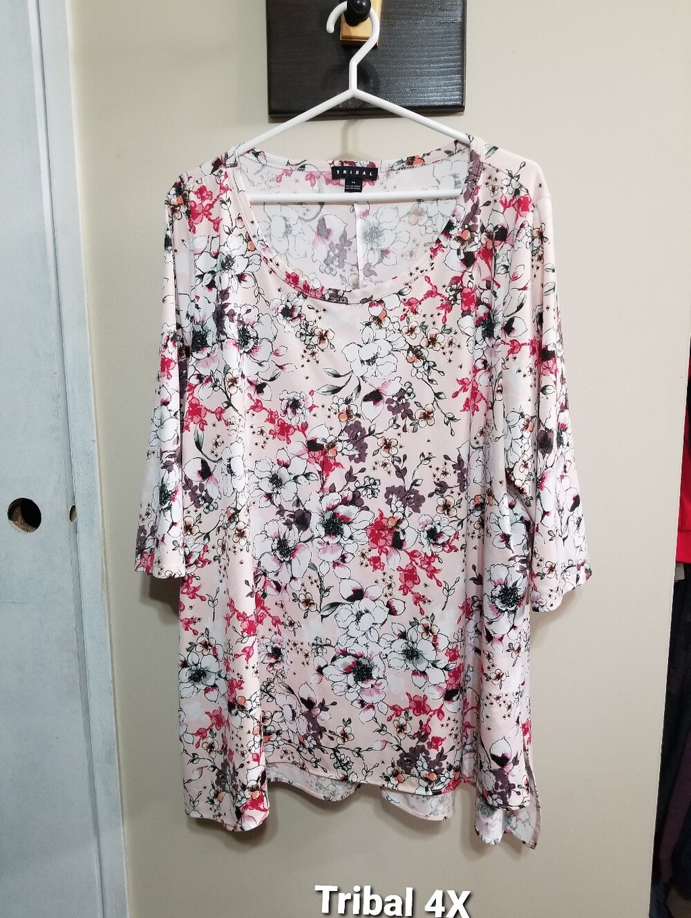 Tribal Tunic 4XL Pink Floral Scoop Neck Top Nwotags